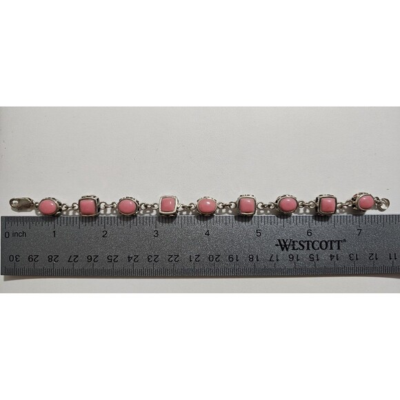 Pink Conch Shell Bead Bracelet Silver 925 - Picture 4 of 8